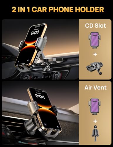 CD Slot Phone Mount, Upgraded Car Phone Holder [Thick Cases Friendly], Universal Phone Mount for Car CD Slot Mount for iPhone, Google, Samsung, Moto, Huawei, LG, and More (Purple) - color: Purple