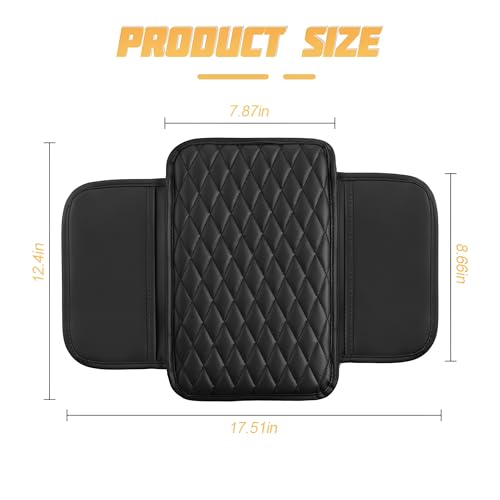 Car Center Console Cover, Leather Vehicle Armrest Seat Box Cushion Pad with Storage Bags, Waterproof Automotive Middle Console Protector, Universal for SUV RV Truck (Gray) - color: Gray