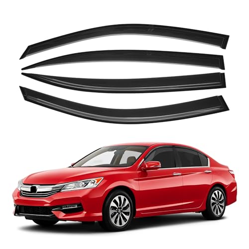 Canvcle Accord Rain Guards - Window Visors for Honda Accord 2013-2017, Outside-Mount Tape-On Side Window Wind Deflectors for Accord Accessories, Vent Visors Shades Rainproof 4PCS - size: Honda Accord 2013-2017