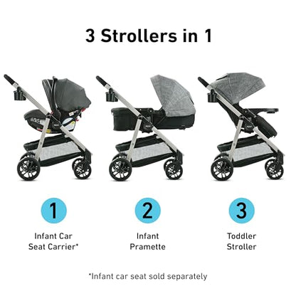 Graco® Redmond Modes Pramette Stroller 3-in-1 Convertible: Car Seat Carrier Infant Pramette to Toddler Stroller with Reversible Seat and One-hand Fold - color: Redmond, style: No Style Name