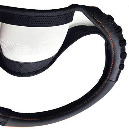 Flying Banner car Steering Wheel Cover Faux Leather Massage Universal fit 3D Honeycomb Hole Anti-Slip Sporty 15 Inches (Orange Black) - color: Orange black