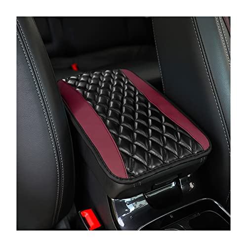 Moly Magnolia Car Center Console Cushion Pad, Universal Leather Waterproof Armrest Seat Box Cover Protector,Comfortable Car Decor Accessories Fit for Most Cars, Vehicles, SUVs (Wine Red) - color: Wine Red