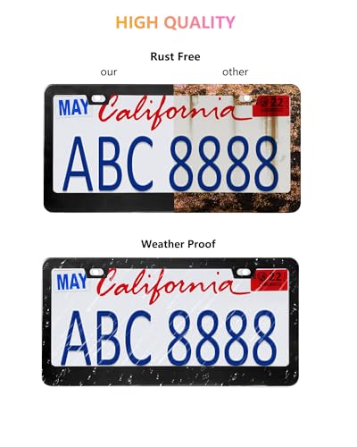 License Plate Frames - 2 Pack Matte Black Universal Aluminum Metal Car Tag Frame for Front and Rear Number Holder with Screws & Caps - style: Aluminum-Wide Frame-B