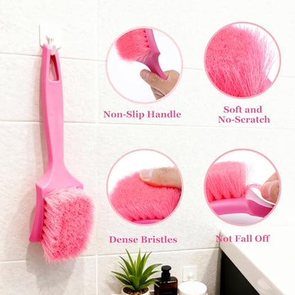 Carpet Brush, Anti-Deformation Medium Soft Nylon Bristles, Scratch-Free High Toughness Pink Scrub Brush for Car Interior Detailing, Upholstery, Leather Seats, Floor Mats, Tires & Home
