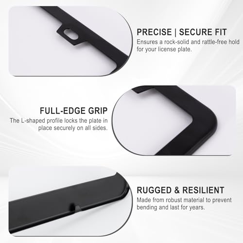 2PCS Black Stainless Steel License Plate Frames with 2 Holes, Metal Car License Plate Cover with Screw Caps, Slim Edge Universal Fit for Cars, Trucks, SUVs, and RVs - color: Black, size: 2 Holes