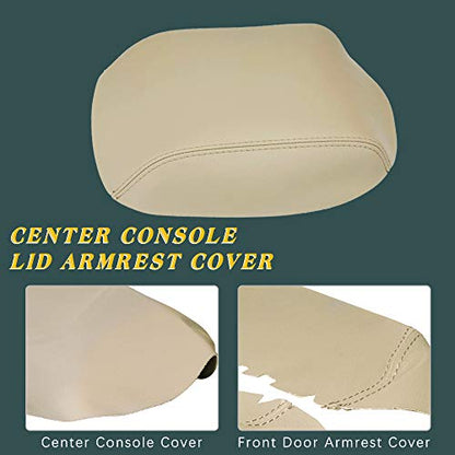 A ABIGAIL Center Console Armrest Cover Replacement for 2009 2010 2011 2012 2013 2014 2015 Honda Pilot Auto Leather Suture Console Lid Cover Replacement (Beige) - color: Beige, size: Front & Center