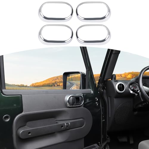 RT-TCZ for Jeep JK Inner Door Handle Trim Cover for Jeep Wrangler JK JKU 2007-2010 4DR Chrome Interior Accessories 4pcs - color: Silver