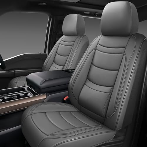 NS YOLO Leather Car Seat Covers Full Set,Universal Fit for Most Cars,SUVs and Sedans,Waterproof Luxury Leatherette Cushions, 5 Seats Protectors (Grey, Front Pair-2 Seats(Driver and Passenger)) - color: Grey, size: Front Pair-2 seats(driver and passenger)