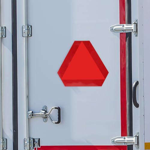Cabilock 2pcs 36cm Aluminum Slow Moving Vehicle Triangle Signs with Reflective Border and Adhesive Backing, Reflective Road Safety Warning for Cars, Trucks, and Trailers
