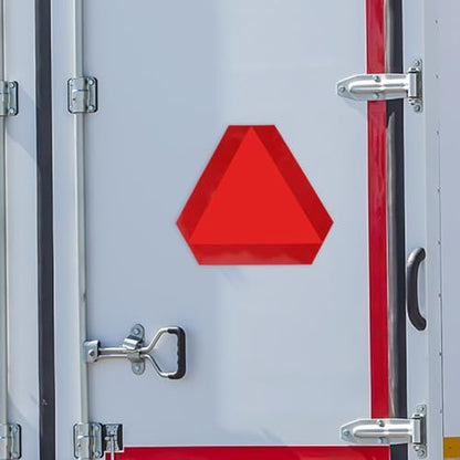Cabilock 2pcs 36cm Aluminum Slow Moving Vehicle Triangle Signs with Reflective Border and Adhesive Backing, Reflective Road Safety Warning for Cars, Trucks, and Trailers