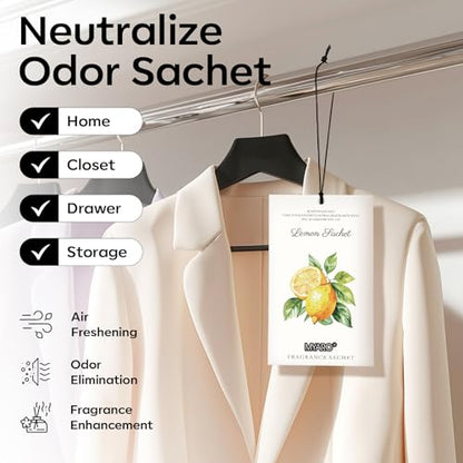 MYARO 12 Packs Lemon Scented Sachets for Drawer Closet Bathroom Odor Eliminator - Fresh Home Fragrance Car Air Frehener - color: Lemon
