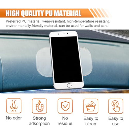 Car Dashboard Non-Slip Mat, Washable Reusable Magic Sticky Gripping Mat, 5.27"x 3.28" Anti-Slip Car Dashboard Pad for Radar Detector, Phone, Keys, GPS, Coins (Clear)