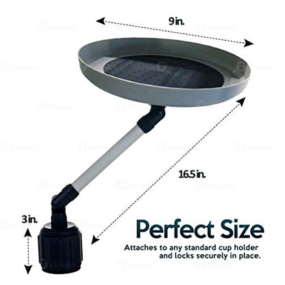 ZONETECH Car Cup Holder Swivel Tray and Storage Bin - Premium Quality 360-Degree,Food Eating Table Vehicle Organizer