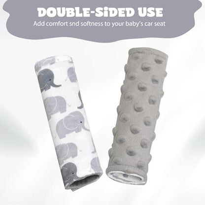 Car Seat Strap Covers for Babies Soft Car Seat Belt Covers, Mink Car Seat Straps Shoulder Pads for Boys and Girls, Grey - color: Grey