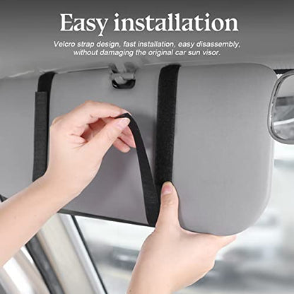 Car Sun Visor Organizer, Car Visor Pocket Wallet Pouch Holder, Vehicle Sunshade Glasses Case Storage Bag with Multi-Pocket Net Zipper, Auto Interior Accessories Universal for SUV Truck Van (Beige)