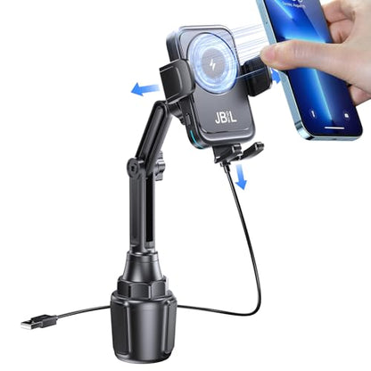 Wireless Car Charger Car Cup Phone Holder 15W Fast Charging Auto Clamping Car Charger Dual Port PD&QC3.0 for iPhone16/15/14/13/12/11 Pro Max Xs, Samsung Galaxy S24 Ultra S23 S22 S21 S20