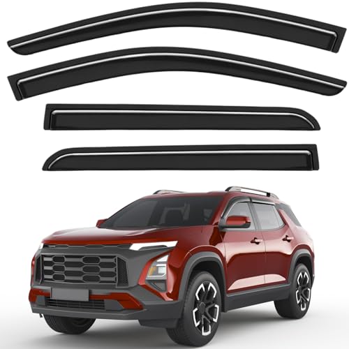 Outside-Mount Window Rain Guards Fit for Chevrolet (Chevy) Equinox 2025 2026, Extra Durable Window Visors Wind Deflector Dark Smoke Vent Shades Car Tape-on with Thicker 4PCS - size: Fit for 2025 2026 Chevy Equinox