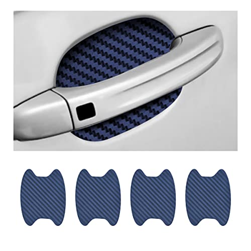 4PCS Car Door Handle Sticker, Carbon Fiber Anti-Scratches Car Door Cup Protector, Non-Marking Auto Door Handle Protective Film, Universal for Most Car Handles (Blue/4PCS) - color: Blue/4PCS