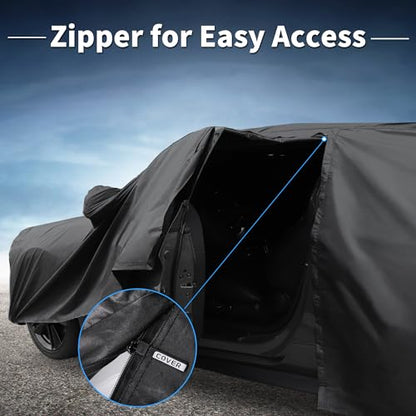 X AUTOHAUX Car Cover for Jeep Grand Cherokee 2002-2025 Aluminum Film Outdoor Waterproof Sun Rain Snow Hail Protection with Driver Door Zipper - size: For Jeep Grand Cherokee 2002-2023