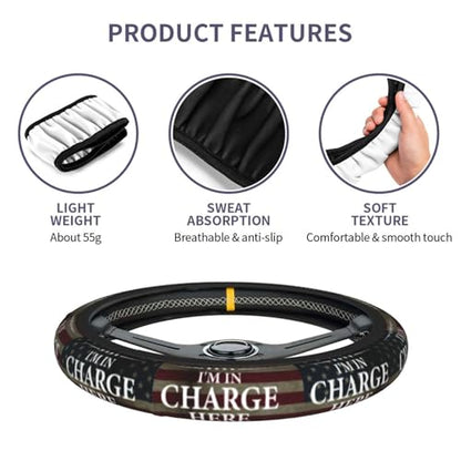 I'm in Charge Here Steering Wheel Cover Non Slip 15in Universal Car Accessories Comfortable Fit for Car SUV Truck