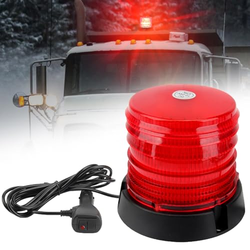 60 LED Strobe Light, 12-24V Warning Emergency Magnetic Beacon Lights for Trucks, Construction Vehicles, UTV ATV, Firefighter, Ambulance and Snow Plow (Red) - color: Red