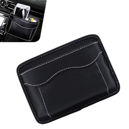 Car Seat Side Pocket Organizer, Premium PU Leather Auto Console Side Pocket, Universal Gap Bag & Pen Holder for Car, Mini Storage Pouch for Phone, Sunglass, Document and Automotive Tray(Black)