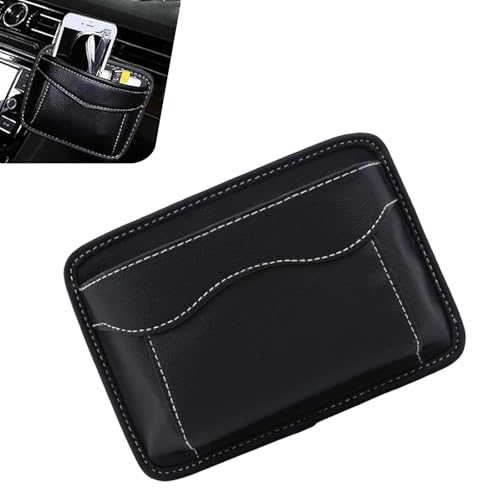 Car Seat Side Pocket Organizer, Premium PU Leather Auto Console Side Pocket, Universal Gap Bag & Pen Holder for Car, Mini Storage Pouch for Phone, Sunglass, Document and Automotive Tray(Black)