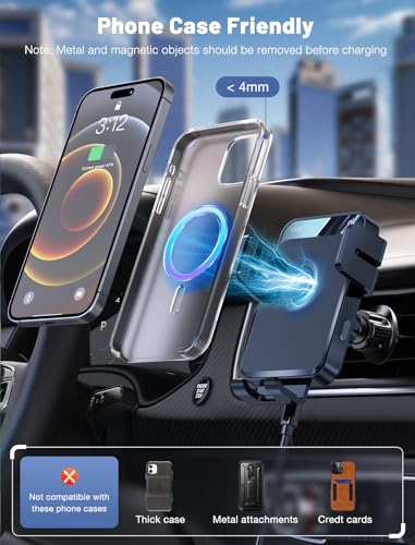 Wireless Car Charger, MOKPR Auto-Clamping Car Mount 15W/10W/7.5W Fast Charging Air Vent Car Phone Mount Compatible with iPhone 15/14/13/13 Pro/12 Pro Max/12 pro/12/11/10 Series, Samsung Galaxy Series - color: Royal blue