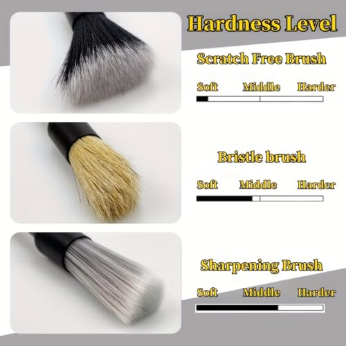 Car Detailing Brush Set Soft Bristles Ergonomic Handles for Air Vent Cleaning, Dashboard Dusting and Interior Wash, Black, 3pcs/Set - color: Black