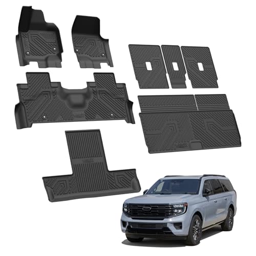 LASFIT Floor Mat&Cargo Backrest Mat for Fit 7 Seats 2025 2026 Ford Expedition Standard,Easy Clean 100% TPE All Weather TPE Custom Fit for SUV Car Liners, 1st& 2nd& 3rd& Cargo Liner, Black 5pcs - style: 7) Expedition Standard 7-Seat| 25-26 | Combo Set