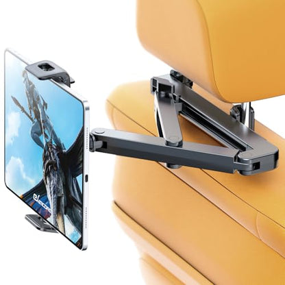 eSamcore for iPad Holder for Car Backseat, Triangular Retractable Arm Headrest Tablet Holder Deeper Clamp Tablet Car Mount Back Seat Kids Car Accessories for 4.7"-11" iPad Pro, Air, Mini, Galaxy Tab