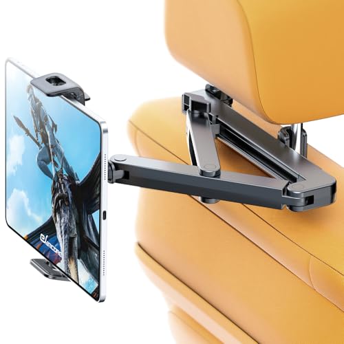 eSamcore for iPad Holder for Car Backseat, Triangular Retractable Arm Headrest Tablet Holder Deeper Clamp Tablet Car Mount Back Seat Kids Car Accessories for 4.7"-11" iPad Pro, Air, Mini, Galaxy Tab