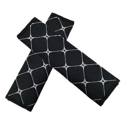 2PCS Car Seat Belt Cover, Cotton Linen Car Safety Seat Belt Pads, Harness Shoulder Pads Protect Your Neck, Universal Car Strap Protection Accessories for Cars, Trucks, SUVs (Black＆White) - color: Black＆White