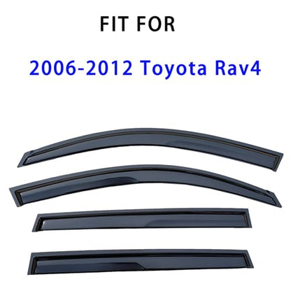 Tape On Window Visors Rain Guards Compatible with 2006-2012 Toyota Rav4,Side Vent Window Deflector Exterior Rain Guard Shade,Weatherproof,UV Resistant,Easy Installation, Enhanced Airflow & Style - size: For Toyota Rav4 2006-2012