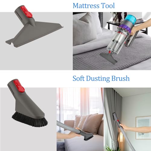 RTop Dryer Vent Cleaner Kit and Attachment Brush Bundle for Dyson Gen 5 V15 V12 V11 V10 V7 V8 Absolute Detect Cyclone Fluffy Mattress Outsize Vacuum Cleaner Accessories Kit Replacement Tools - style: Dryer Hose Bundle Kit Gray