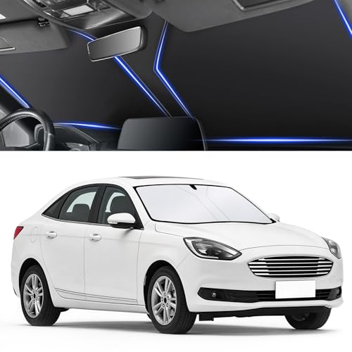 SINGARO 300T Universal Car Windshield Sun Shade, Foldable Reflective for Windshield & Window Shades with Overlapping Design, Car Interior Accessories (57" L x 30" W) - size: Car