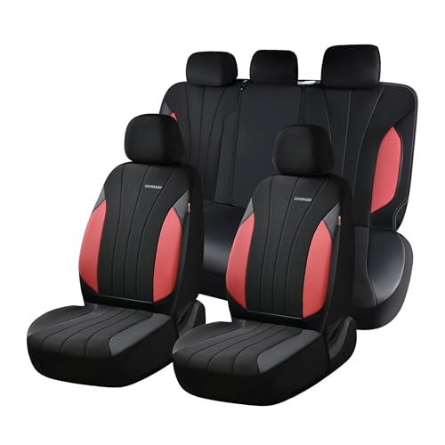 Coverado Seat Covers Full Set, Automotive Car Seat Protectors 5 Seats, Red Driver Protectors Universal Fit for SUVs, Trucks, Sedans,Car Accessories - color: Red&Black, size: FullSet