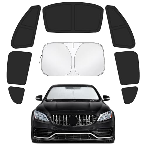Car Window Shades Intended for Mercedes-Benz C-Class 2014-2021, Privacy Window Covers 8PCS for Side, Rear & Windshield, Car Shield Sunshade for Privacy Protection, Heat Blocking, Camping and Parking - size: for Mercedes-Benz C-Class 2014-2021