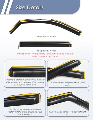 In-Channel Window Rain Guard For Chevy Silverado/GMC Sierra 2500HD 3500HD 2020-2026 Crew Cab Rain Guards Side Window Visors low profile Vent Visor Window Deflectors Vent Shade truck Accessories - size: 2020-2026 Chevy Silverado 2500/3500 Crew Cab