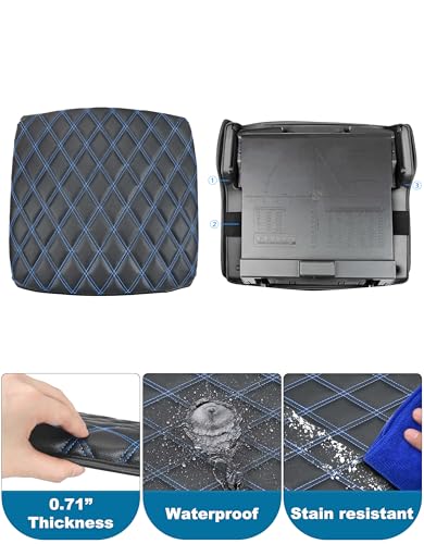 Center Console Cover for Dodge Ram 1500 2019-2026, Bucket Seat, Vinyl Leather Interior Accessories, Car Armrest Cushion Pad, Anti-Scratch, Black-Blue Stitch - color: black-blue stitch