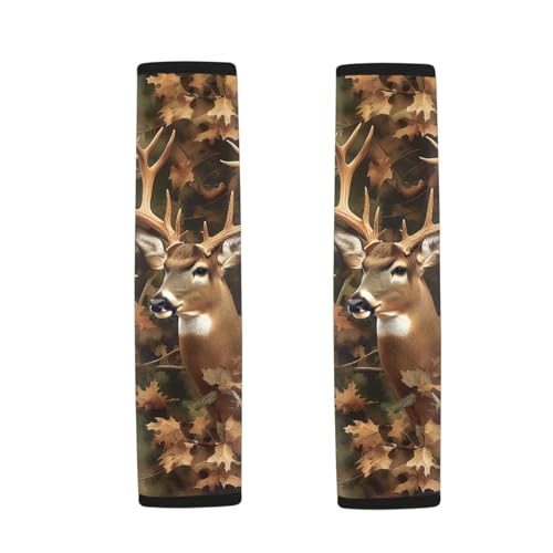 Camo Hunting Deer 2 Pack Car Seat Belt Pad Cover Thickened Car Safety Seat Belt Strap Shoulder Pad Fashion Auto Interior Universal Fit Most Cars Women Men - color: Camo Hunting Deer