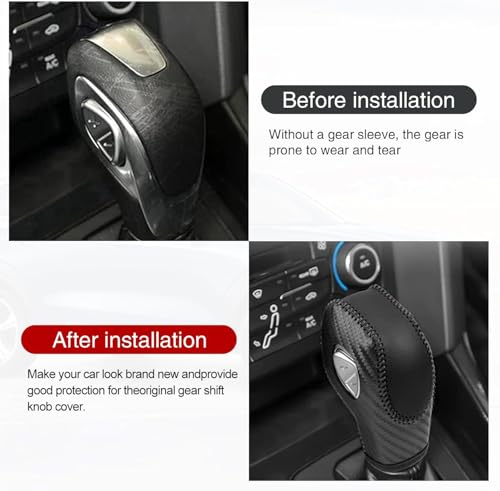 UGSHY 1 PC Car Leather Gear Shift Knob Cover, Automatic Transmission Car Boots Shifter Lever Knob Trim, Compatible with Ford Maverick Esports Mondeo Carnival Edge Escort (Black)