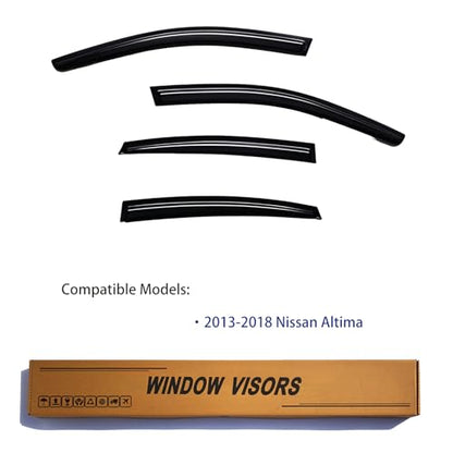 Window Visors Rain Guards fits 2013-2018 Altima, Out-Channel Window Wind Deflectors Vent Shades Accessories, Dark Smoke 4 Pcs, 2014 2015 2016 2017 - size: 2013-2018 Altima