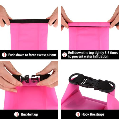 Boat First Aid Kit Waterproof, WELL-STRONG Marine Emergency Kit with Roll Top Dry Bag for Boating Fishing Kayaking – Water-Resistant Contents for Camping & Beach（Transparent Pink） - color: Ws011-transpink