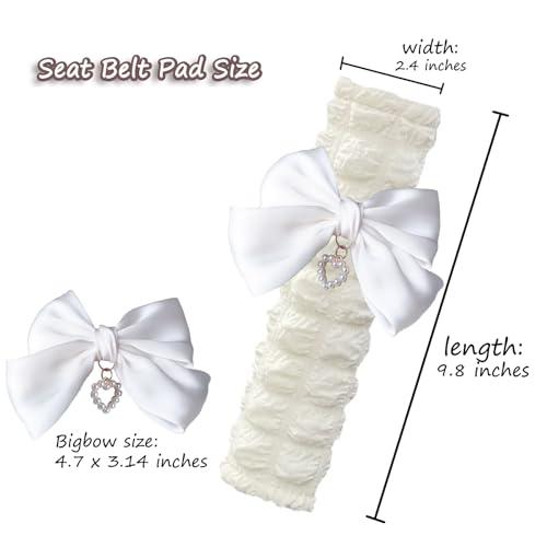 Fashion Big Bow Car Seat Belt Cover Pads (2 in a Pack), Car Accessories Seat Belt Shoulder Strap Protector Universal Seat Belt Cover (White) - color: White