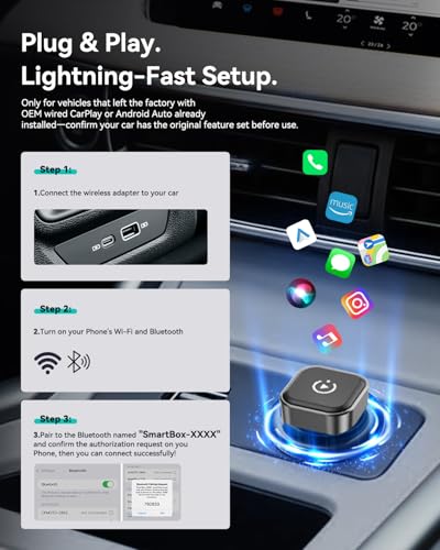 Spedal 2026 2-in-1 Wireless CarPlay & Android Auto Adapter, Ultra Mini Dongle Converts Wired to Wireless, WiFi 6 & Bluetooth 5.4, Plug & Play Stick for Cars with Factory Wired System, Low Latency