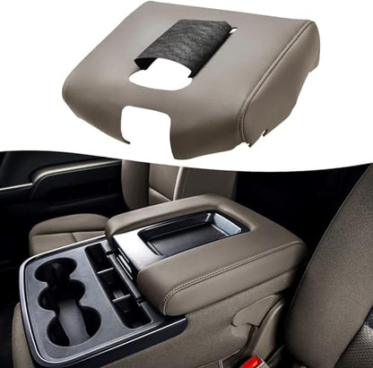 KBH Center Console Armrest Cover Replacement for Chevy Silverado & GMC Sierra 1500 2500 3500 2014-2018, Vinyl Leather Upholstery, Split Bench Jump Seat (Cocoa Dune Brown) - color: Cocoa Dune Tan, size: Jump Seat Console, Silverado Sierra 2014-2018