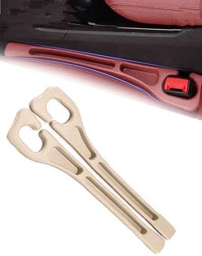 Seat Gap - 2PCS Dual Slot Car Seat Gap Organizer, Car Seat Gap Fillers with Seat Belt Holes, Fit Car Suv Truck, Stopping Phone Key from Falling (Beige) - color: Beige
