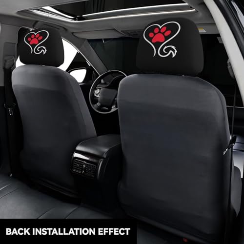 Paw Footprint Car Headrest Covers 2 Pack Pet Dog Headrest Wrap Protection Paws Soft Elastic Fabric Head Rest Cover for SUV Truck Sedan Van, Black - color: Paws