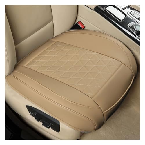 GLSOWEE Leather Car Seat Cover, Auto Front Bottom Seat Cover Luxury Car Seat Protector Anti-Slip Waterproof Cushion Cover with Storage Pocket, for Most Cars, Trucks, SUVs (Beige) - color: Beige